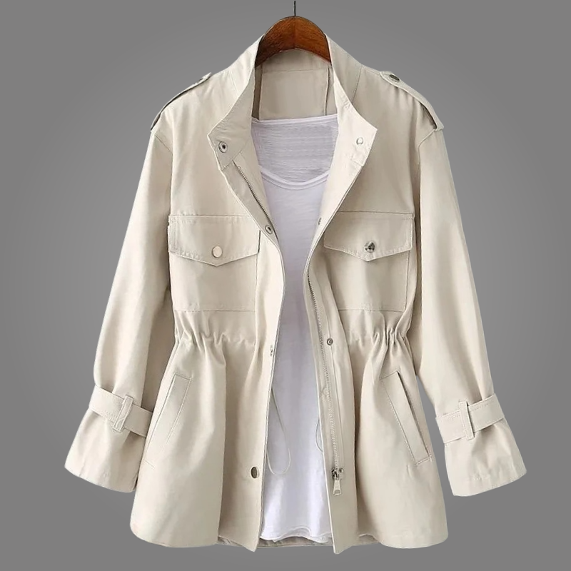 Elegant Women's Cargo Utility Jacket – Casual Long Sleeve Coat