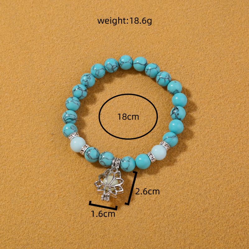 Beaded Bracelet with Luminous Lotus Pendant
