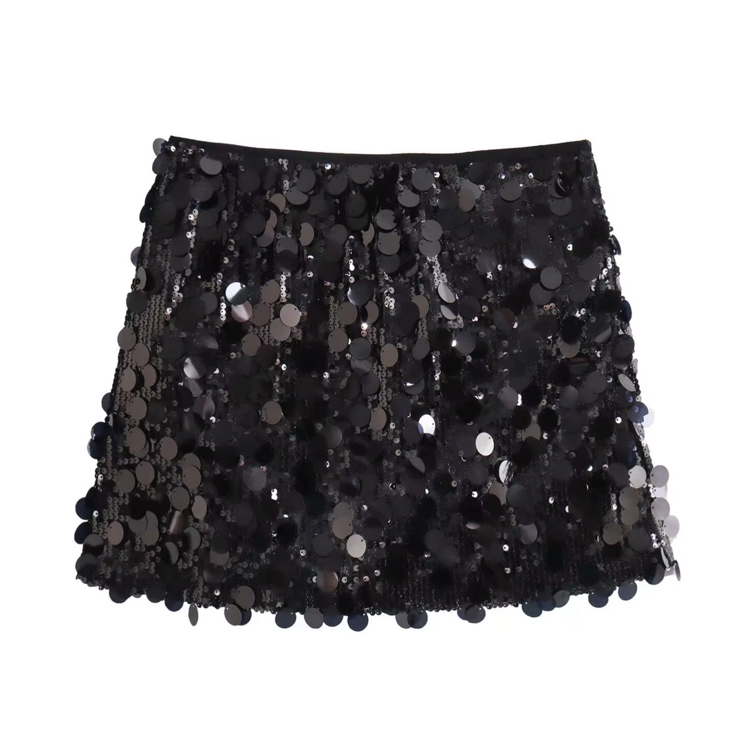 Shiny Sequin Mini Skirt – Festive Elegance