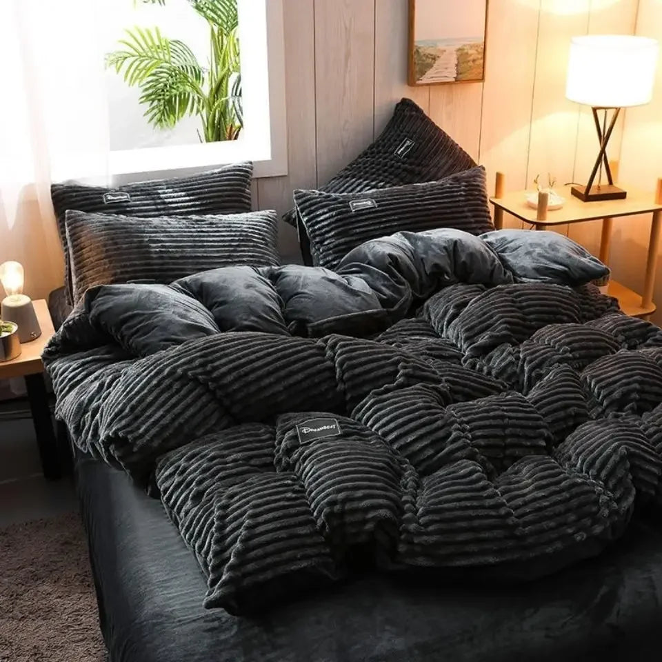 Luxe Fleece Warm Polar Duvet Cover for Winter in Velvet, view 2 - Elena Harper