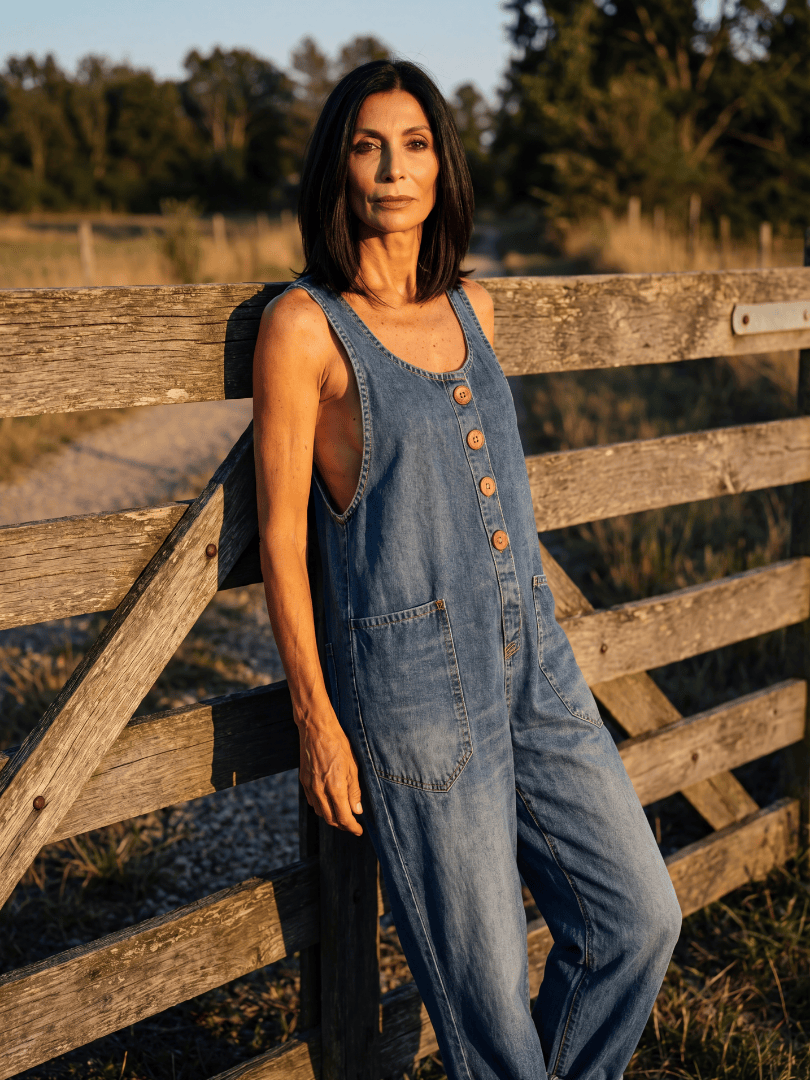 Zelie™ rooster motif jumpsuit by Emma & Rose Cape Town featuring a playful rooster design and comfortable fit.
