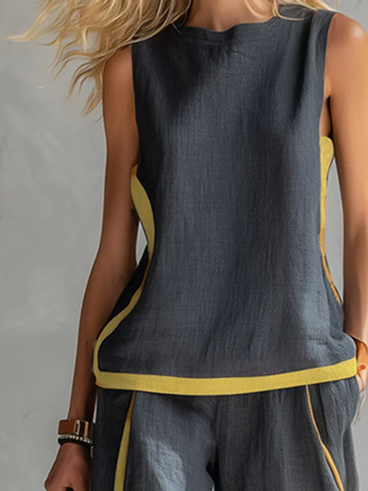 Women's Elegant Two-Piece Linen Blend Set