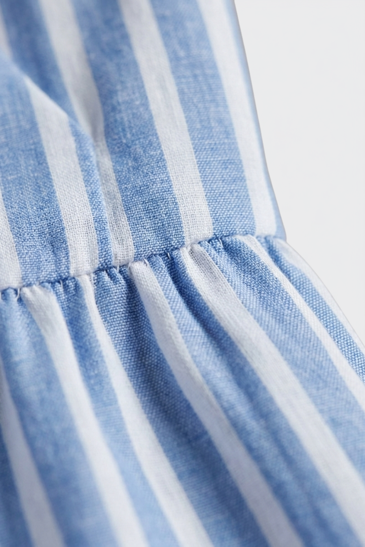 Women's Striped Midi Dress | Smocked Waist