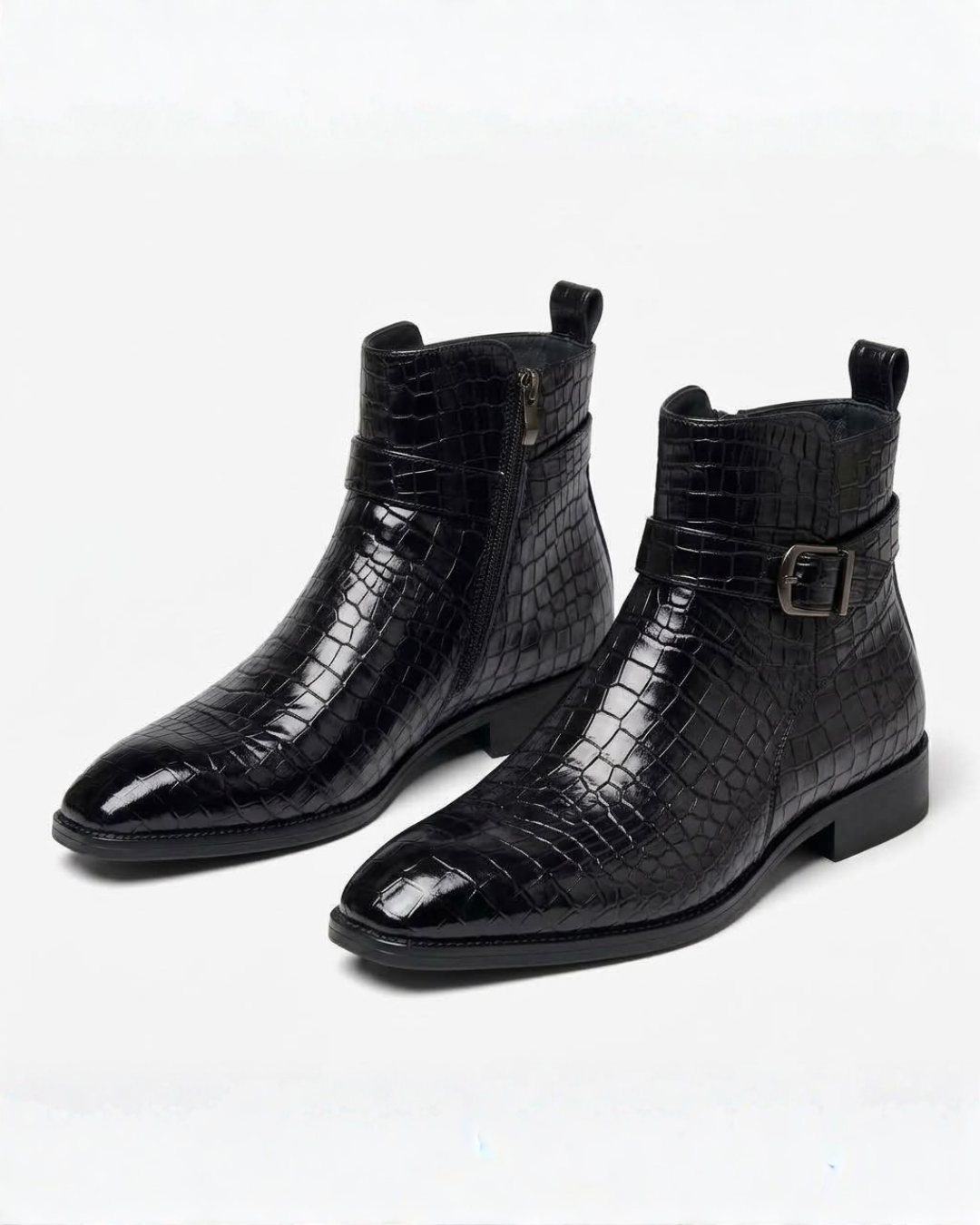 Mid-High Textured Boots with Side Zip