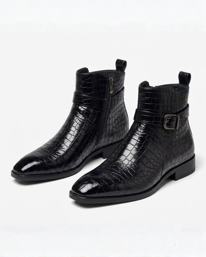 Mid-High Textured Boots with Side Zip