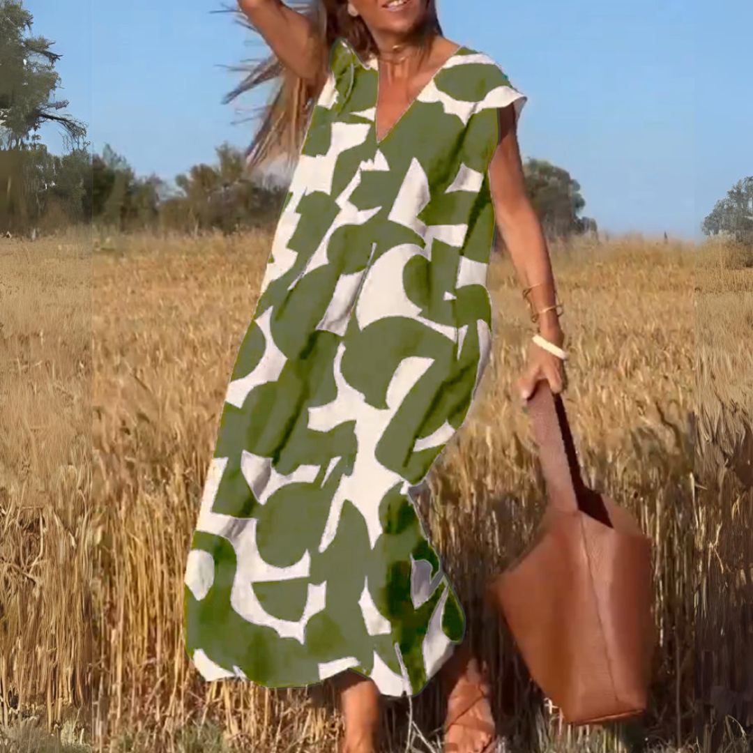 Elena™  |  Printed Dress V-neck