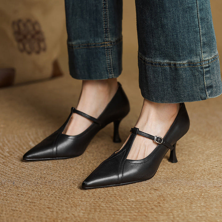 Ellis Stylish Stiletto Heels with T-Strap, view 5 - Elena Harper