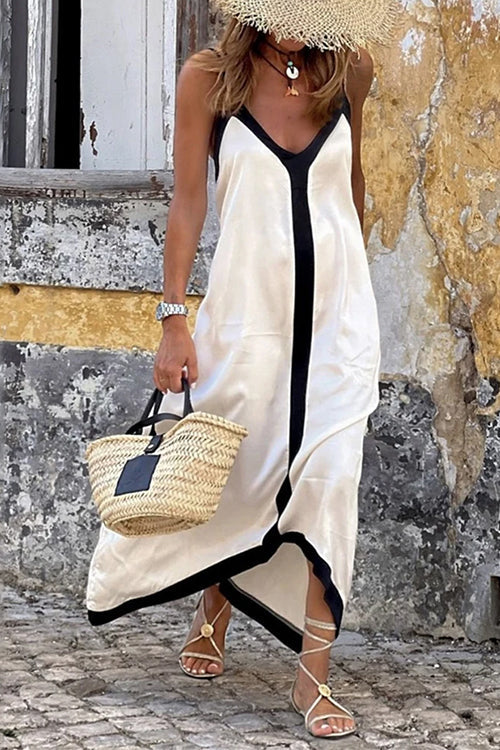 Women's Elegant V-Neck Spaghetti Strap Maxi Dress