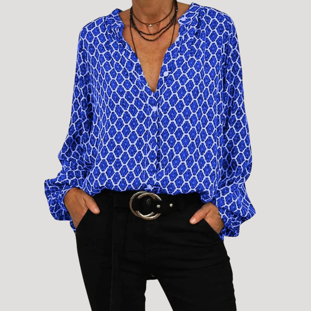 Elegant V-neck Long Sleeve Blouse