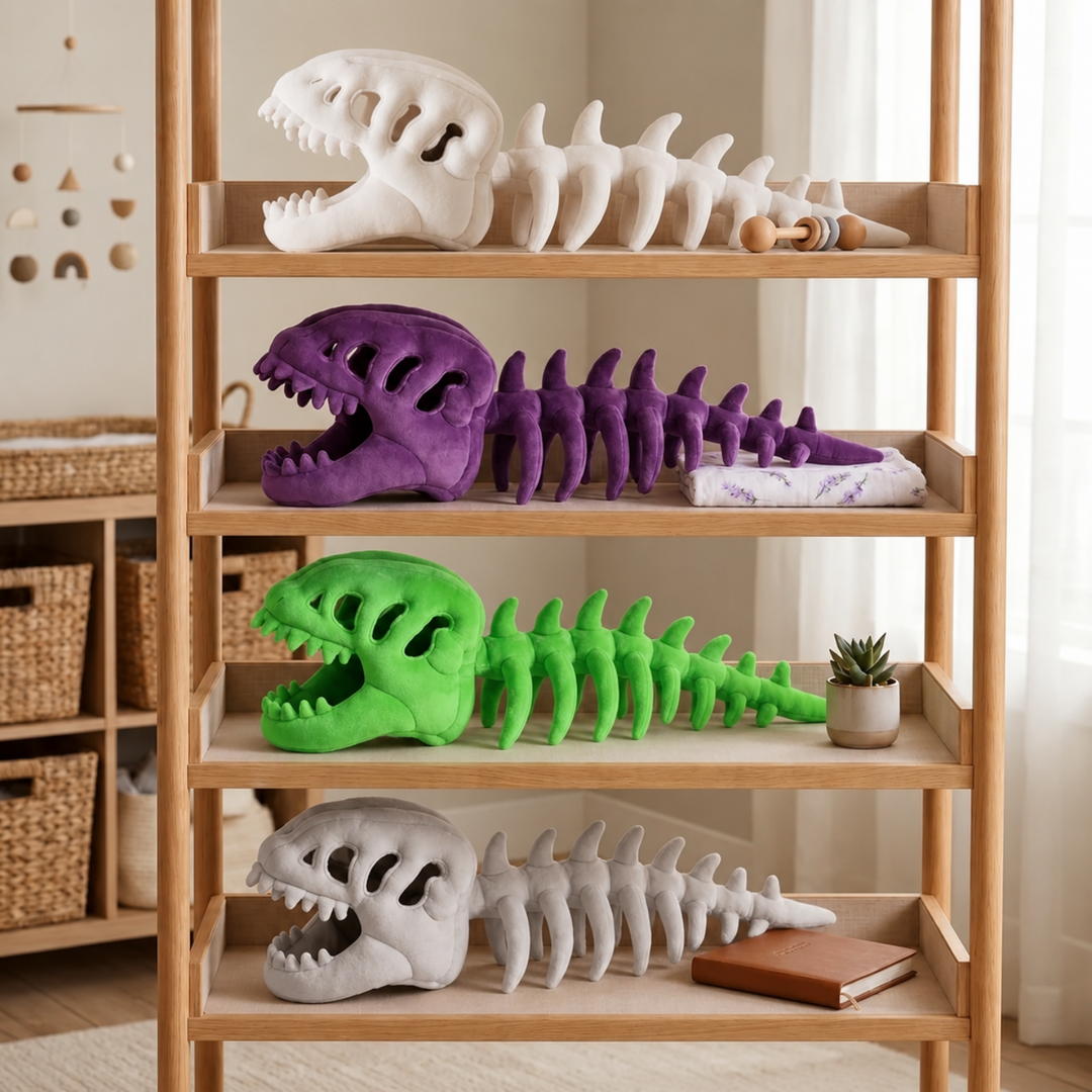 Kids Dinosaur Cape with Hood – Plush Skeleton Back