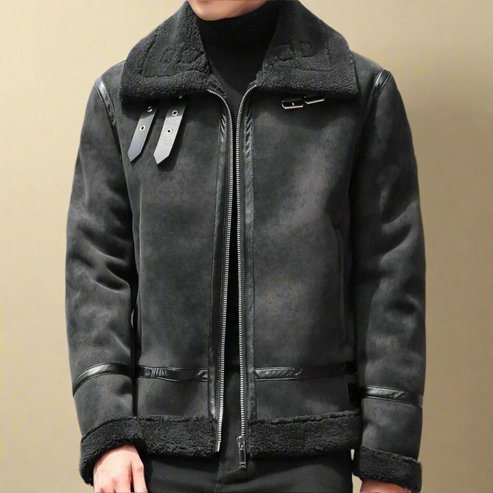 Premium Winter Suede Coat for Men with Belt – Warm and Stylish Coat