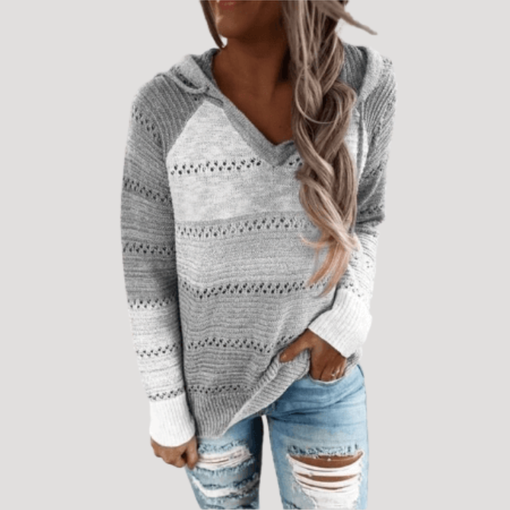 Women's Striped V-Neck Sweater