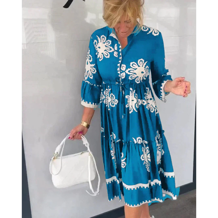 Autumn Dress with Floral Print and Elegant Fit