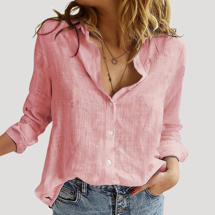 Light and Breathable Linen Blouse with Long Sleeves