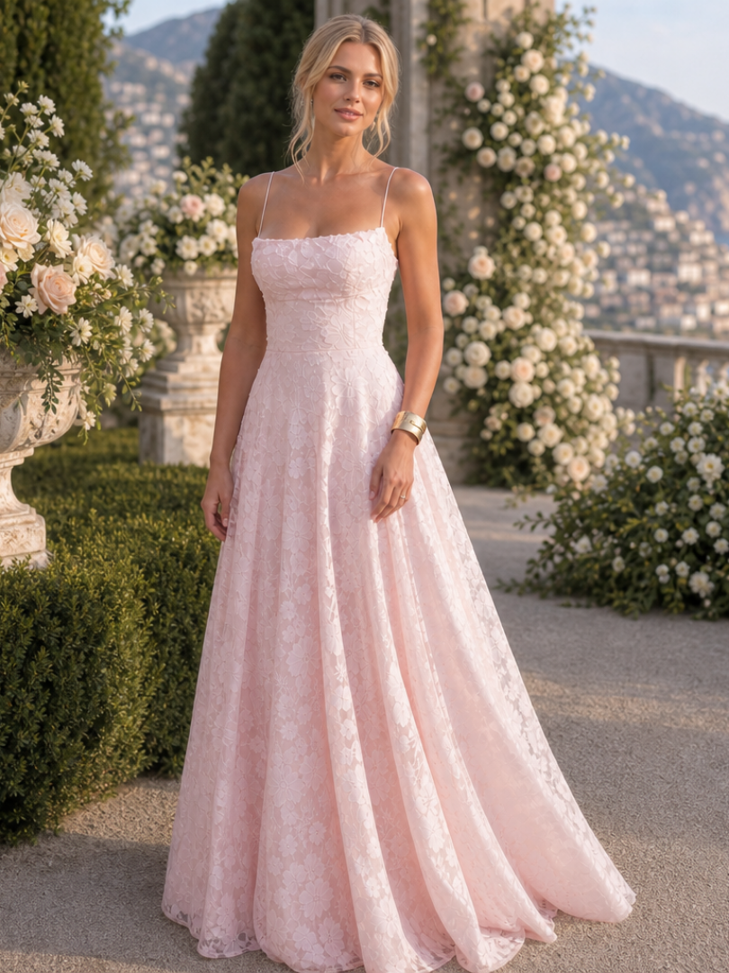 Women's Spaghetti Strap Full Lace Maxi Dress