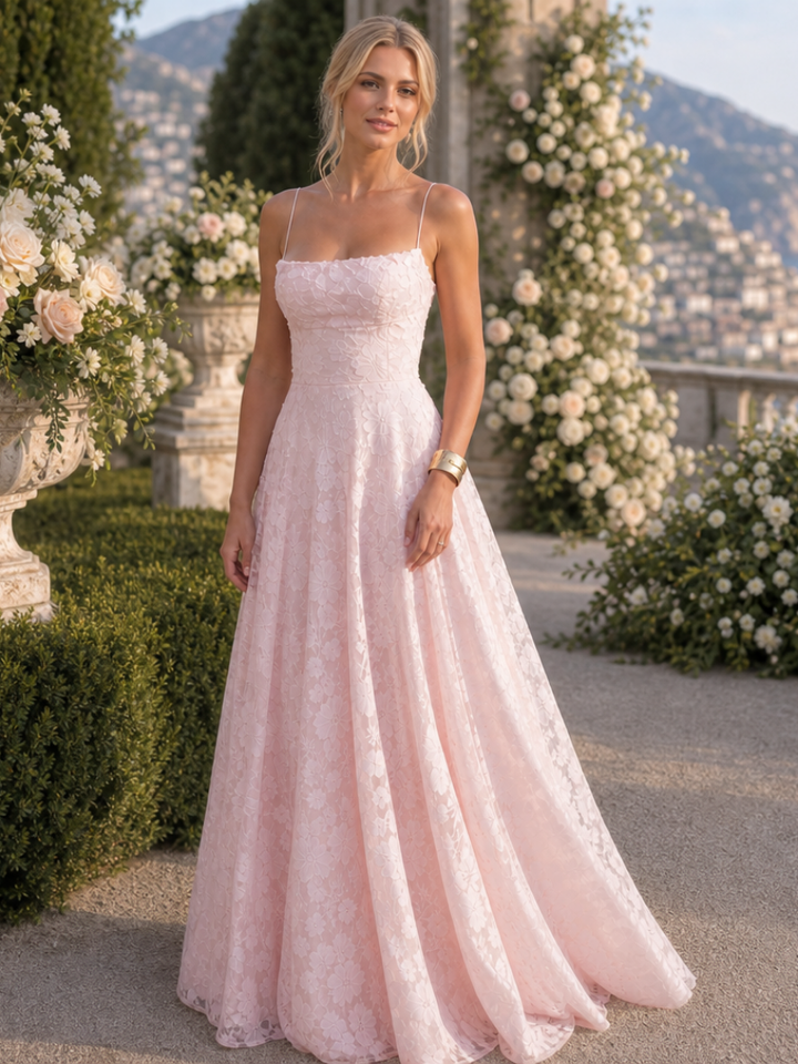 Women's Spaghetti Strap Full Lace Maxi Dress