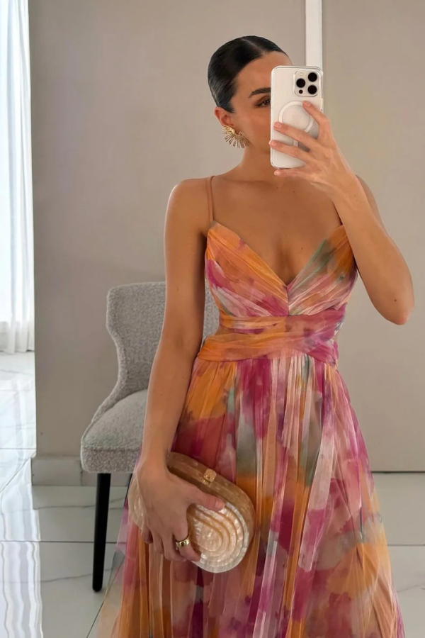 Selina | Women's Pleated Maxi Dress with Flowing Fit