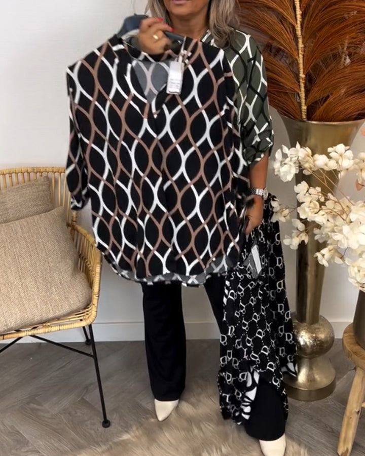 Amelia™ - Casual Patterned Blouse with Long Sleeves