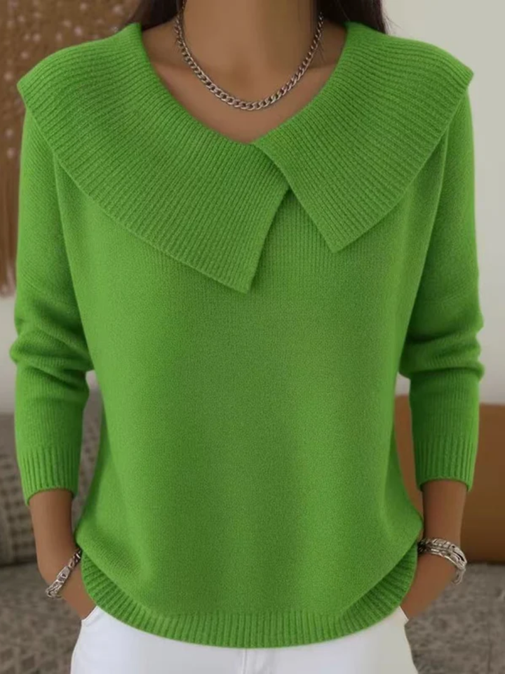 Lucia Warm Sweater with Soft Collar, view 7 - Elena Harper