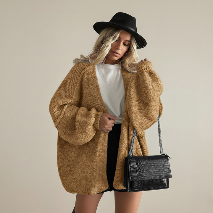 Oversized Women's Knit Cardigan Soft and Relaxed, view 4 - Elena Harper