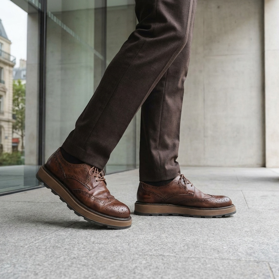 Alessio Classic Derby Shoes with Refined Leather Finish for Men - Elena Harper