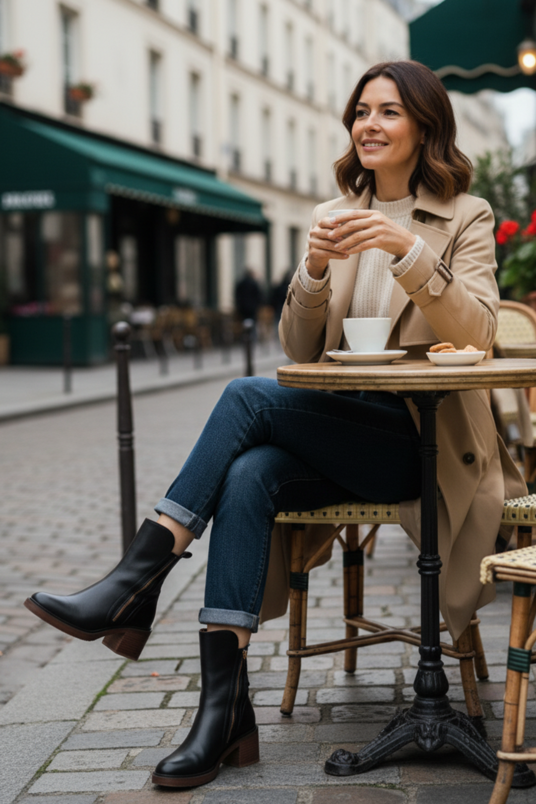Marcel Black Leather Ankle Boots with Comfortable Heel - Elena Harper