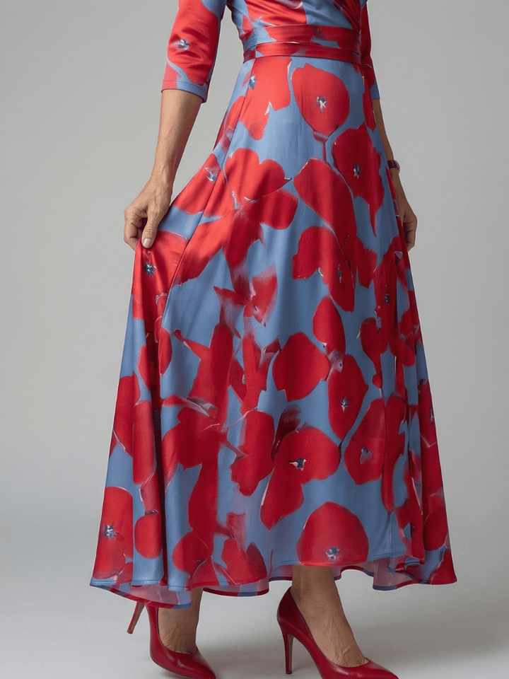Celine™ Wrap Neck Midi Dress by Emma & Rose Cape Town, featuring a stylish midi length and elegant wrap neckline.