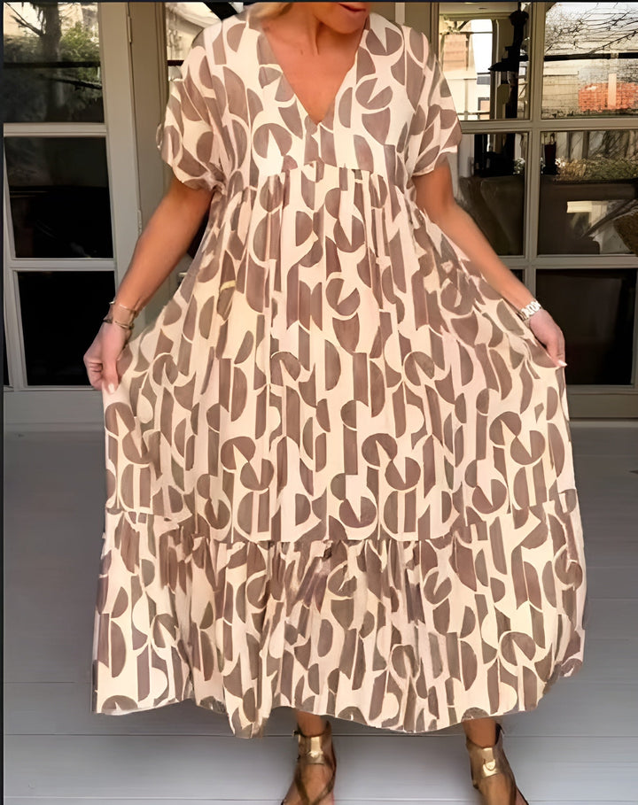 Colette Fluid Dress with V-Neck - Elena Harper