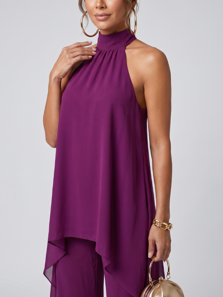 Women's Asymmetric Tunic & Wide Leg Pants Set