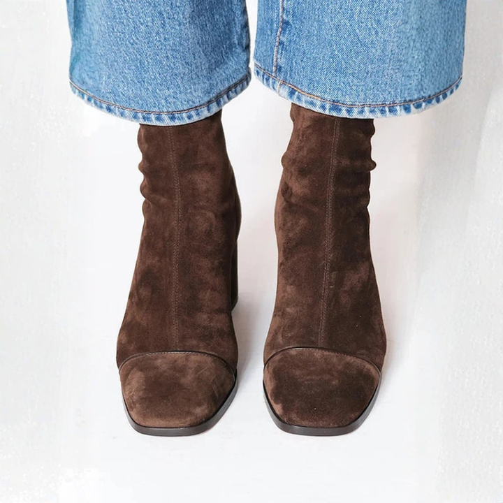 Leora Comfortable Ankle Boots with Heel Made of Suede - Elena Harper