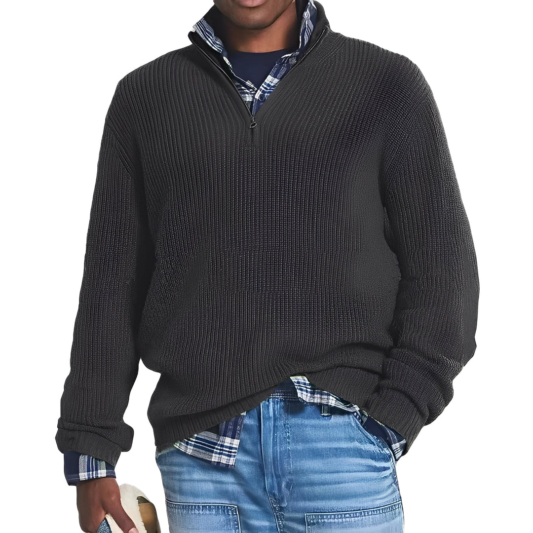 Edward Modern Pullover with Half-Zip, view 6 - Elena Harper