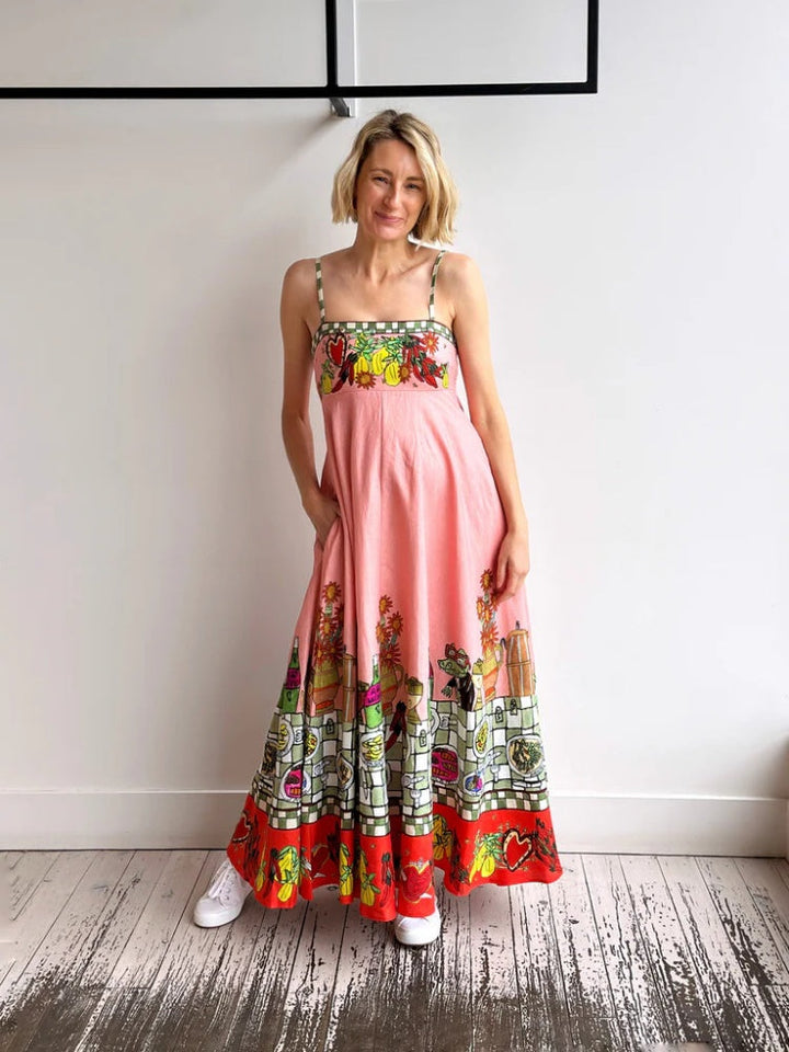 Sexy Linen Print Dress