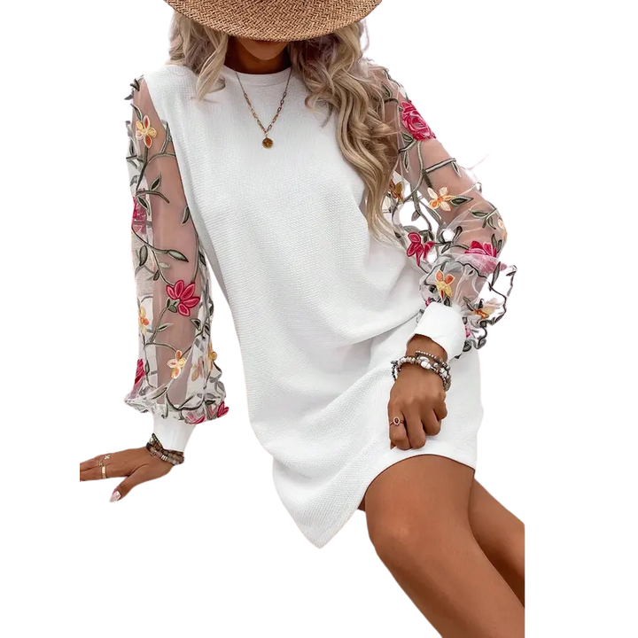 Ladies Mini Dress Long Sleeve with Ribbed Cuffs, view 2 - Elena Harper