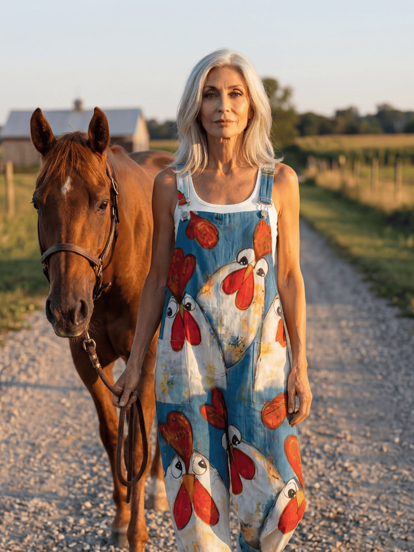 Emma & Rose Cape Town Ilaria™ playful motif jumpsuit with colorful pattern and relaxed fit, front view showing vibrant design.
