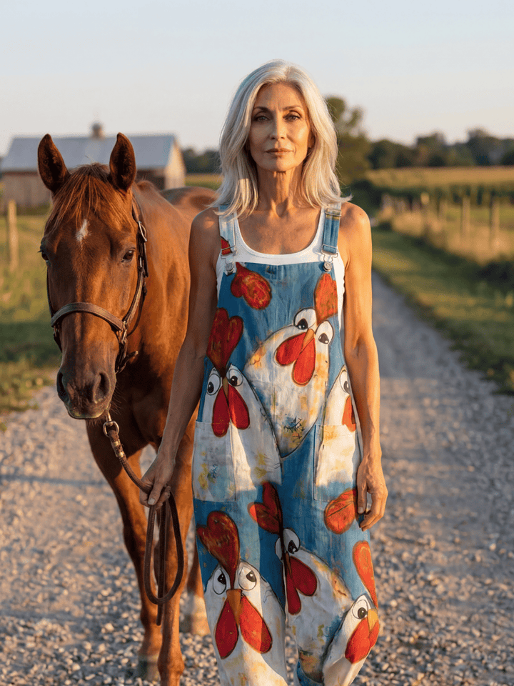 Emma & Rose Cape Town Ilaria™ playful motif jumpsuit with colorful pattern and relaxed fit, front view showing vibrant design.