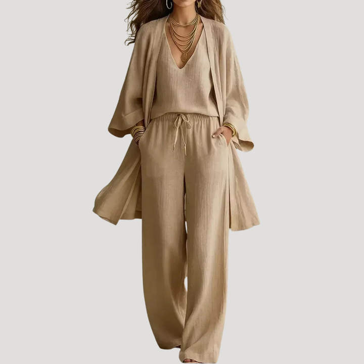 Bohemian Women's Fluid Blouse and Wide Pants