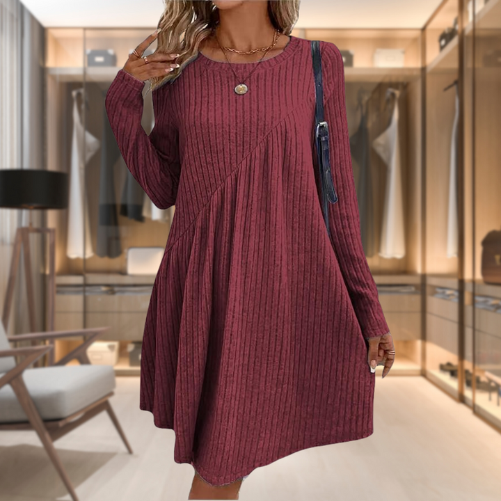 Long sleeve warm and cozy dress for autumn and winter, view 4 - Elena Harper