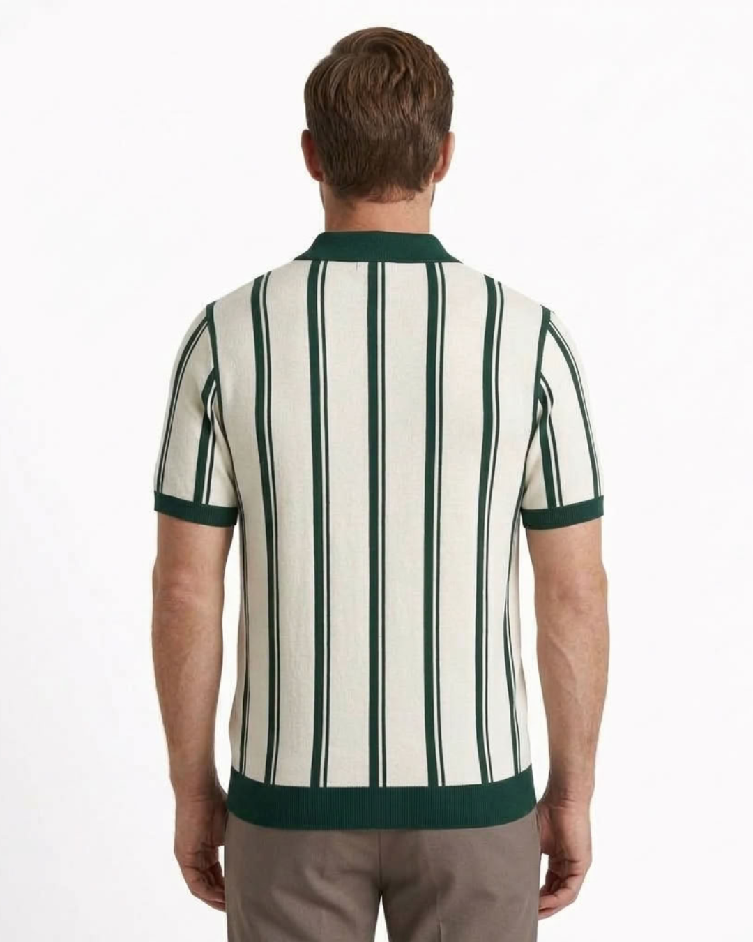 Striped Half-Zip Polo For Men
