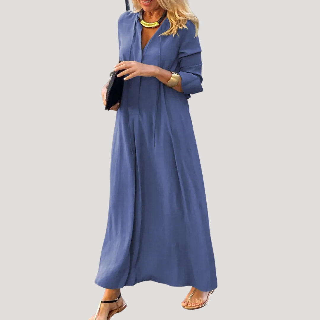 Chic Long Flowing Dress with Long Sleeves