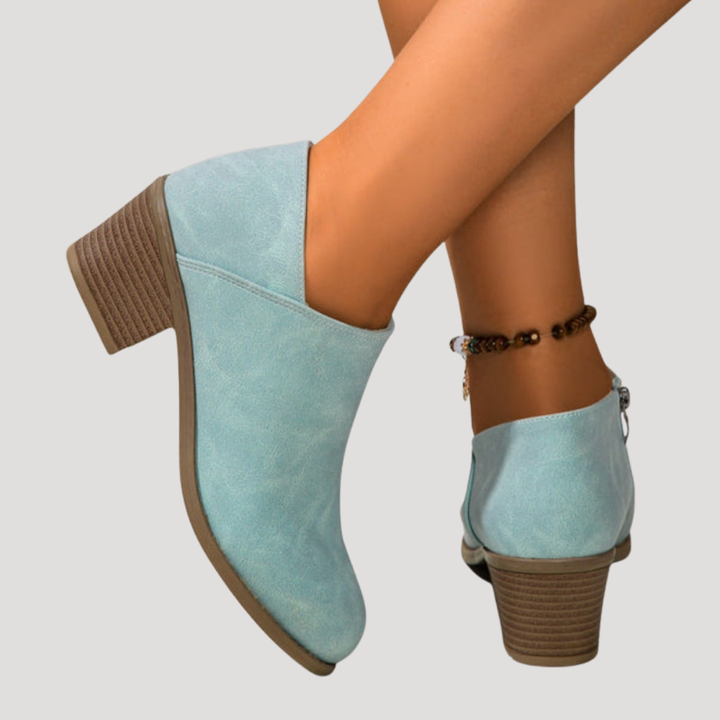 Women's Heeled Ankle Boots with Round Toe