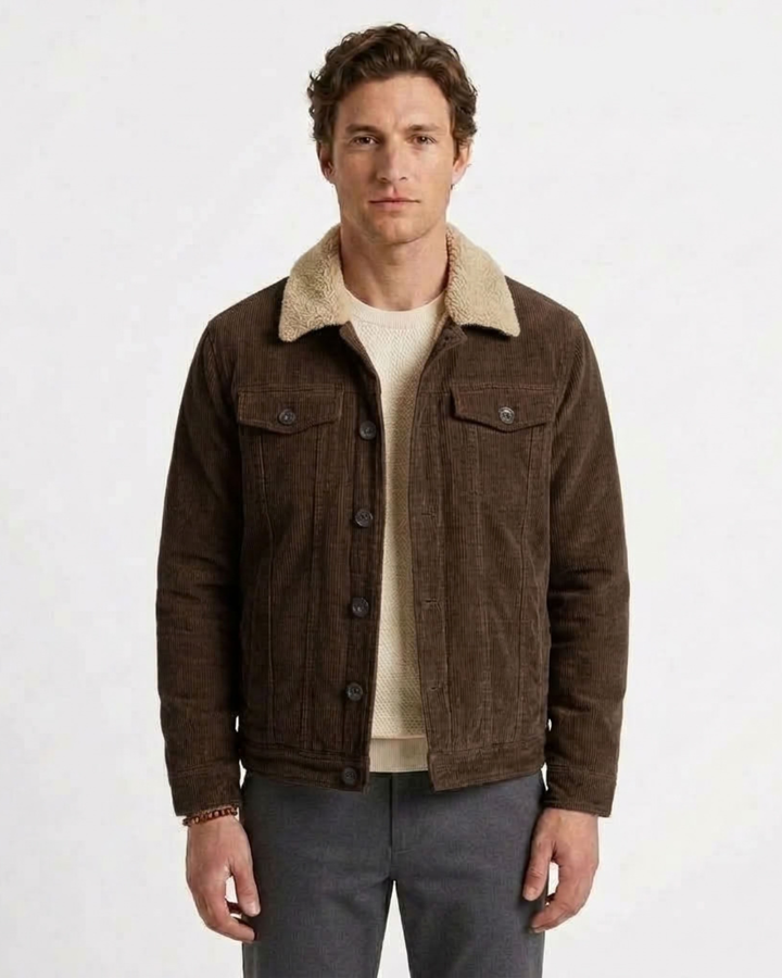 Quilted Jacket with Fine Ribbing for Men