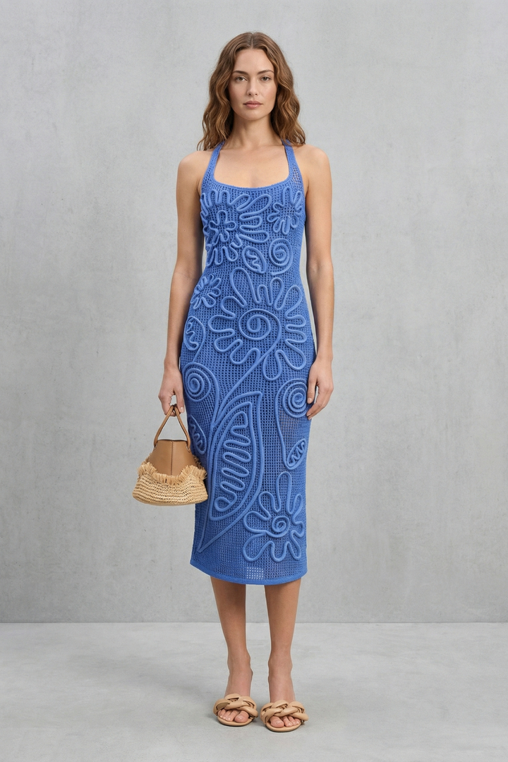 Fiorèra – Sculpted crochet bloom – Textured midi dress