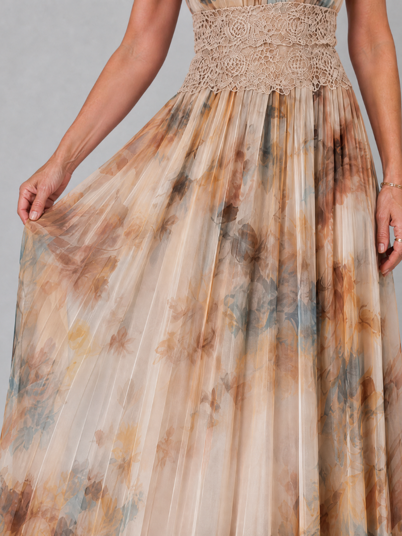 Elavenue Halter Neck Lace Waist Maxi Dress - Elena Harper