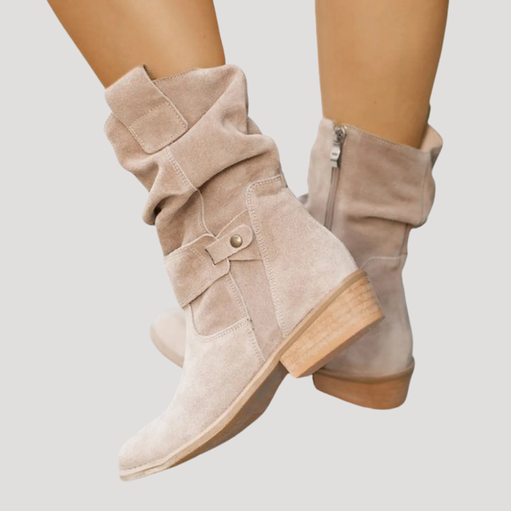 Women's Western Ankle Boots with Buckle