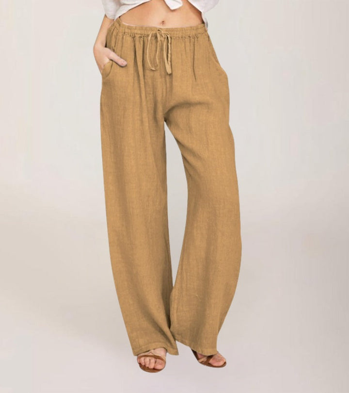 Casual Wide-Leg Cotton Pants for Women Lightweight High-Waisted Summer Pants, view 4 - Elena Harper