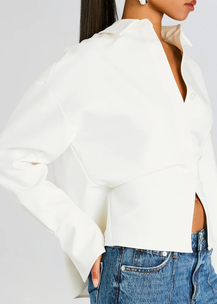 Rhia™  |  soft luxurious fabrics Draped Button-down Shirt