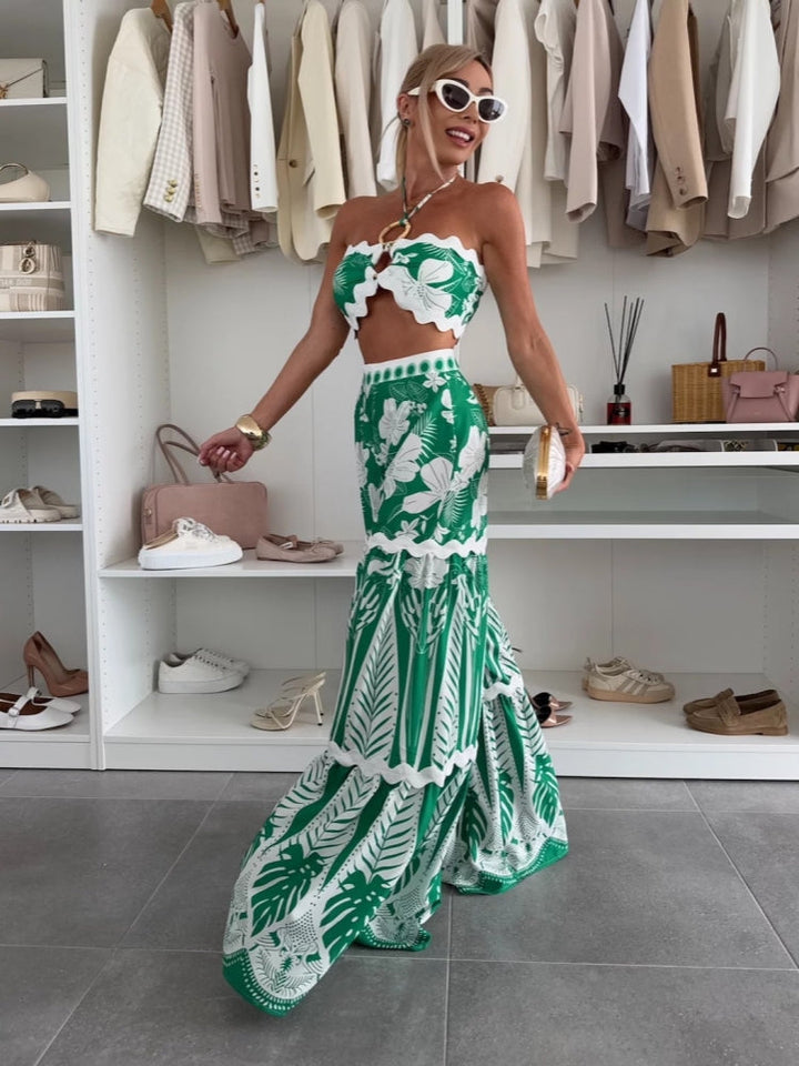 Printed Linen Sleeveless Set