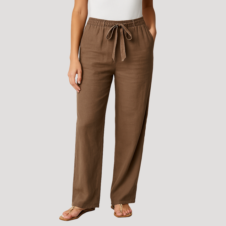 Light and Breathable Linen Pants for Women with Elastic Waistband