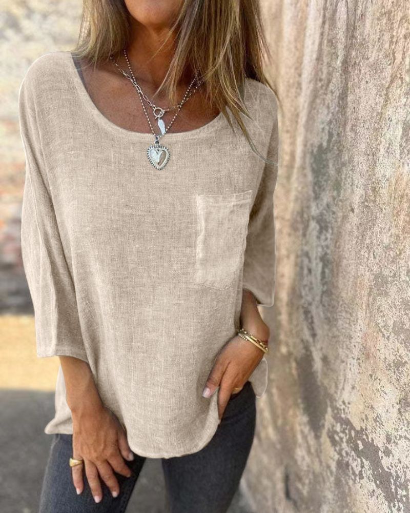 CEMAGI Casual Cotton and Linen T-Shirt - Elena Harper