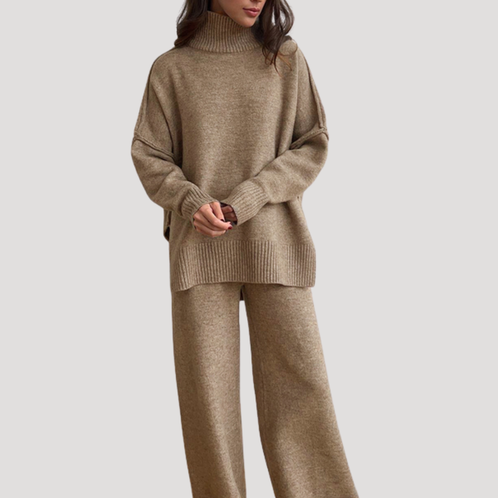Women's Oversized Knit Sweater and Wide Leg Pants Set